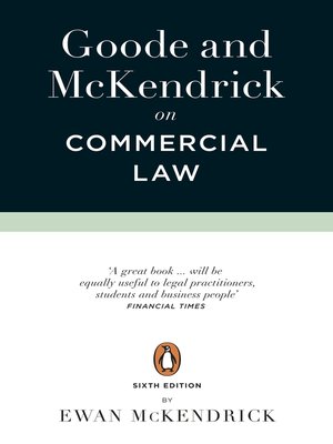 cover image of Goode and McKendrick on Commercial Law